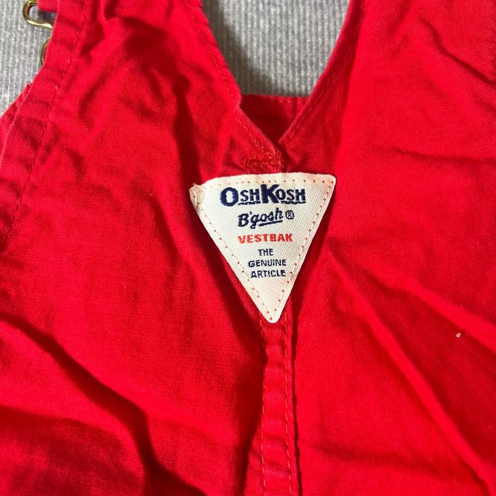 OshKosh Bgosh Kids Red Vestbak Cotton Shortalls Overalls Size 4T 744-9535